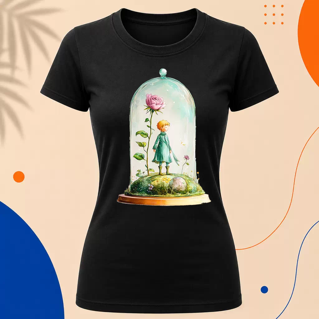 Dámské tričko - Růže v kupoli - Malý princ - Le petit prince